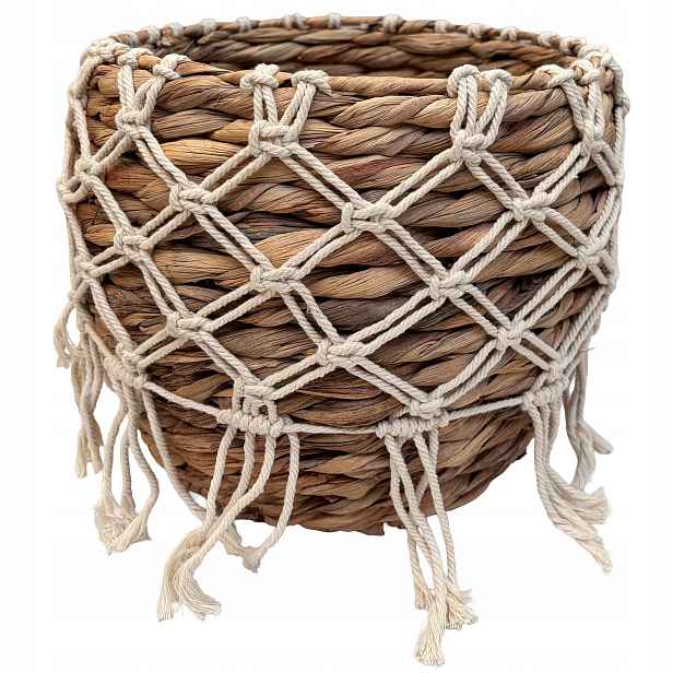 Obal Květináč Makramé 28 cm boho velký přírodní na balkon terasu parapet