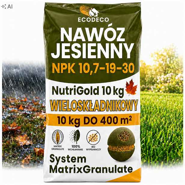 Podzimní hnojivo 10 kg pro Trávy trávníku s vícesložkovým granulovaným komplexem
