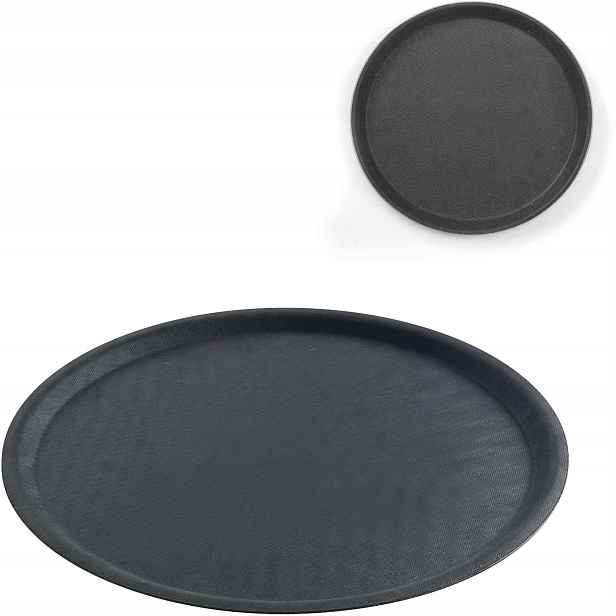 Protiskluzový kulatý servírovací tác prům. 50 cm černý Hendi 508787