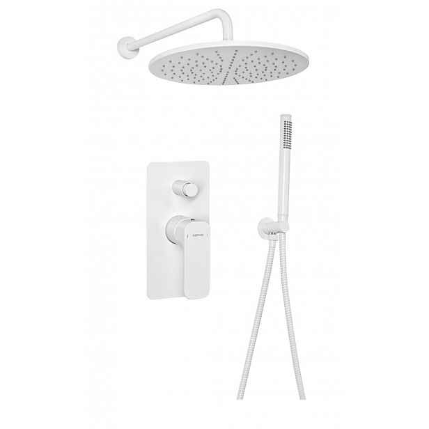 Sapho Spy - Sprchový set s baterií pod omítku, s tělesem, průměr 30 cm, matná bílá PY42/14-01