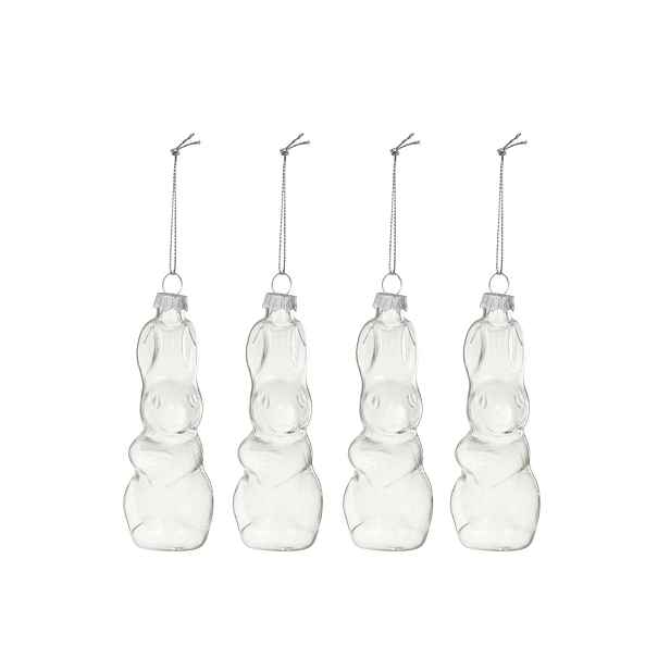 Set 4ks závěsná skleněná dekorace králíček - 4*4*11 cm J-Line by Jolipa