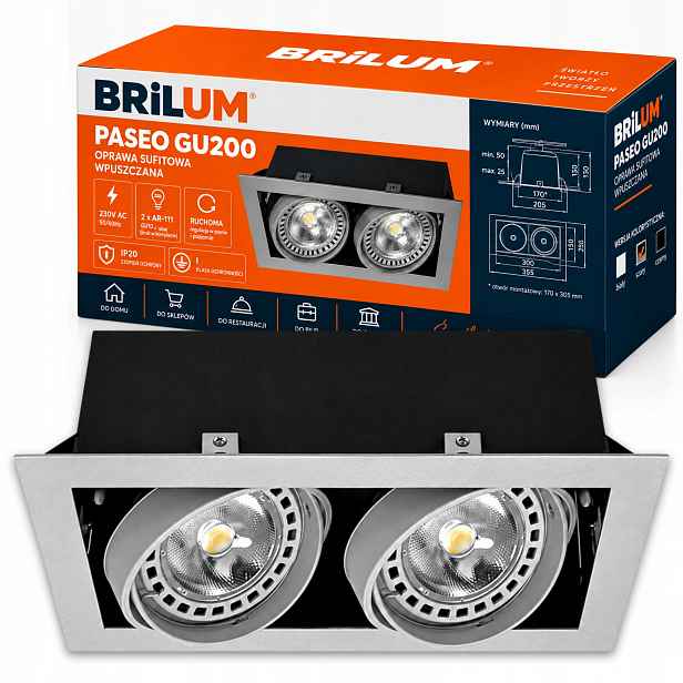 Stropní podomítkové svítidlo Led kostka GU10 Pohyblivá lampa Šedá Paseo GU200