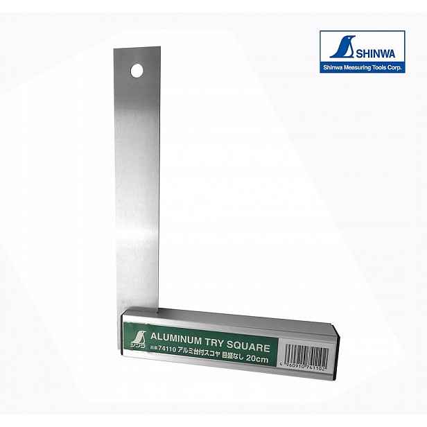 Tesařský úhelník Shinwa 200 mm bez stupnice, hliníková základna Inox