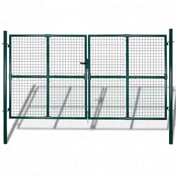 vidaXL Dvoukřídlé plotové brány 300 x 150 cm práškově lakovaná ocel