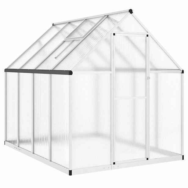 vidaXL Skleník s podkladovým rámem stříbrný 224 x 169 x 195 cm hliník