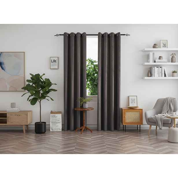 Zatemňovací závěs DUNES VELVET 140x250 cm, tmavě šedý Zavěšení: Řasící páska
