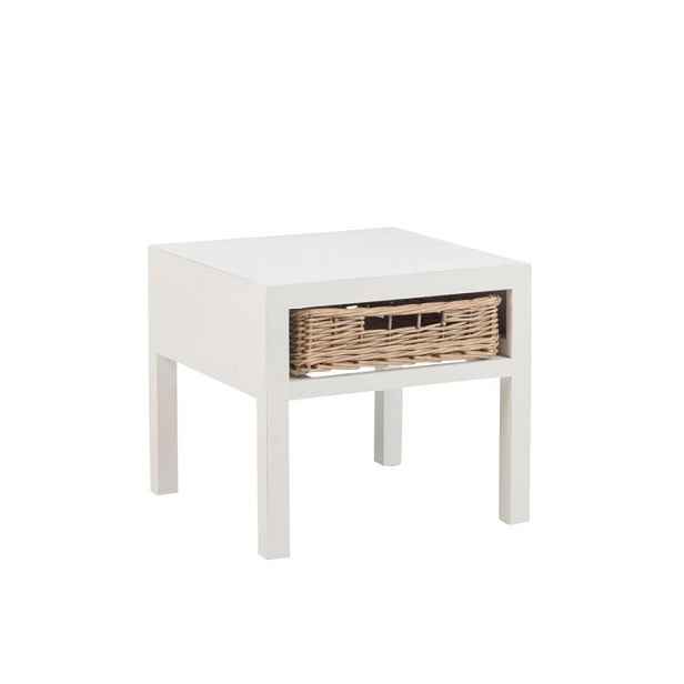 Bílý noční stolek s košíkem - 50*50*45 cm J-Line by Jolipa