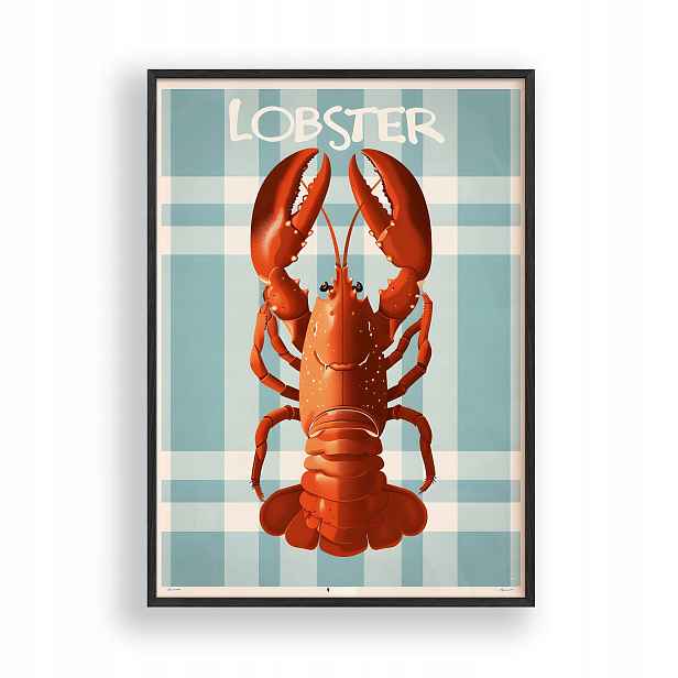 Obraz Lobster Humr Plakát Rámeček Dřevěný Černý 30x42 cm
