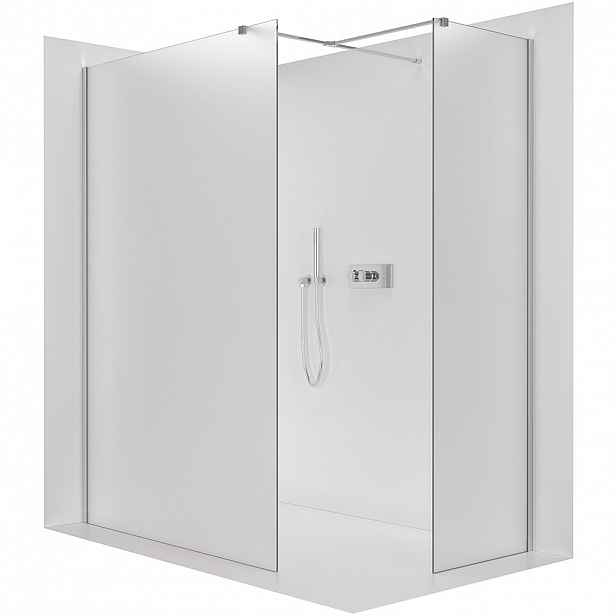 Sprchová zástěna Walk-in Onyx T L/P - 8 mm - hranatá vzpěra - chrom, mléčné sklo - 80x70x200 cm