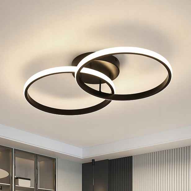 Stropní Svítidlo Stropní Svítidlo Led Ring Lustr Moderní Obývací Pokoj Černá 42W 4500K