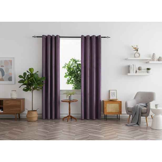 Zatemňovací závěs DUNES VELVET 140x250 cm, fialový Zavěšení: Řasící páska