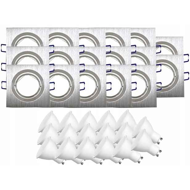 17x Hliníková Lampa Objímka Inox Ocel Kartáčovaná Led Žárovky 5W