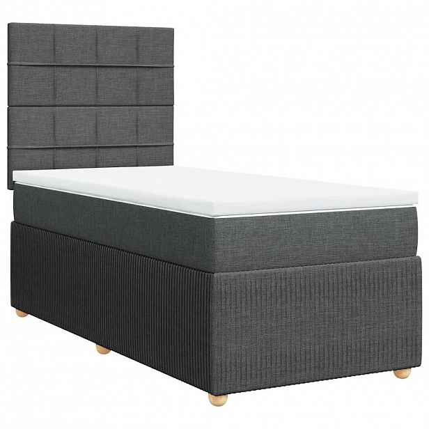 vidaXL Box spring postel s matrací tmavě šedá 90x200 cm textil