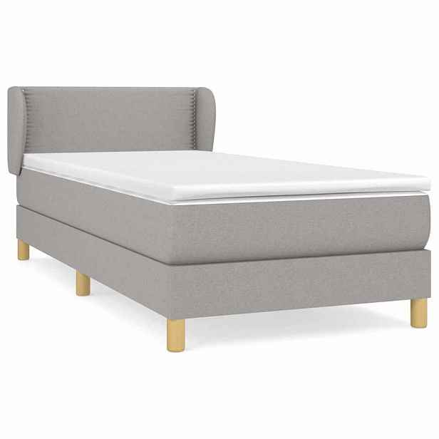 vidaXL Box spring postel s matrací světle šedý 100 x 200 cm textil