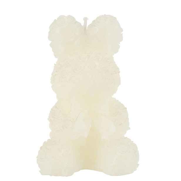 Bílá růžičková svíčka ve tvaru králíčka Rabbi Rose - 7*7*12 cm/ 8h J-Line by Jolipa