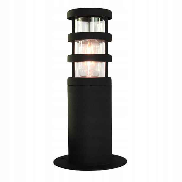Černá skandinávská venkovní stojací lampa na sokl, sloupek 30 cm Elstead