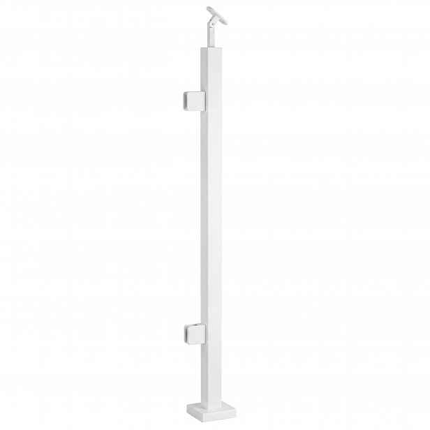 Startovací sloupek pro skleněné zábradlí 110 cm Bílý 40x40 mm Loft