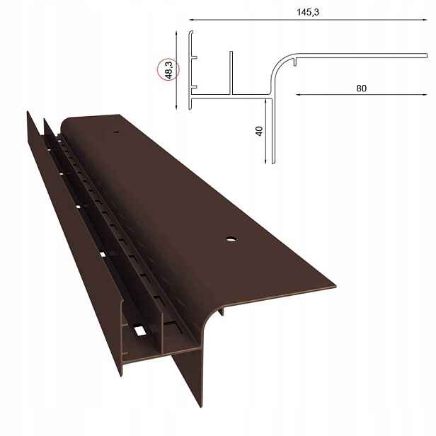 Balkonový Terasový Okapový Profil Renoplast W20R Hnědý Ral 8019 200CM