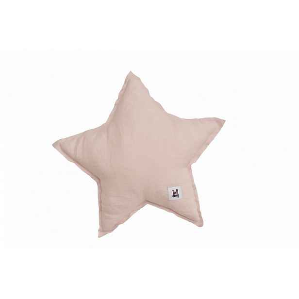 Bellamy Lněný dekorační polštářek STAR DUSTY PINK