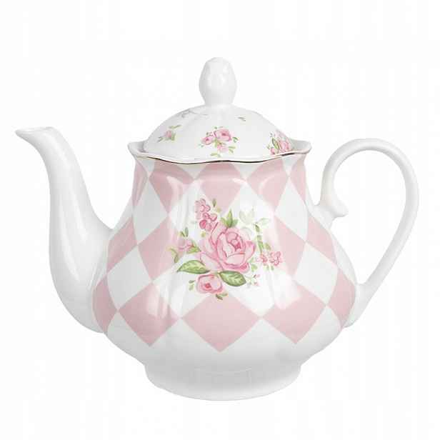 Bílo-růžová porcelánová konvice s motivem růží Sweet Roses 1000 ml
