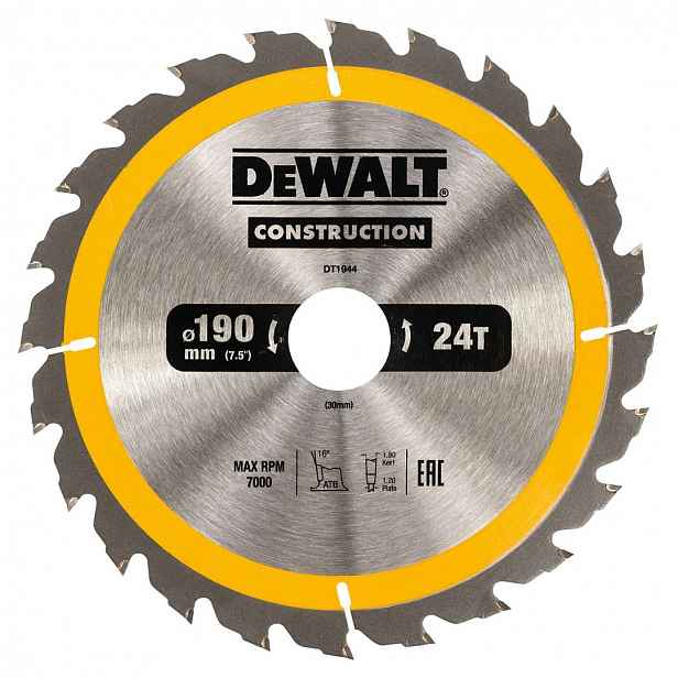 DeWALT - Pilový kotouč 190 x 30 mm, 24 zubů DT1944