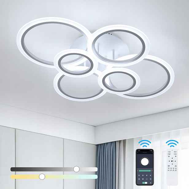 Stropní svítidlo Led moderní bílé do obývacího pokoje s dálkovým ovládáním 3000K-6500K 48W