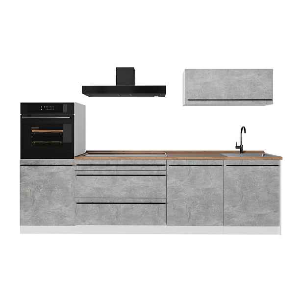 Vicco KUCHYŇSKÝ KOUT R-Line, Beton/Bílá, 280 cm bez pracovní desky