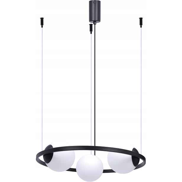 Horizontální závěsná lampa černé bílé skleněné koule 3 body, kulatá, 58 cm Zuma Line