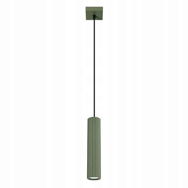 Sollux Bodová závěsná lampa zelená vroubkovaná tuba 30 cm nad ostrovní stůl