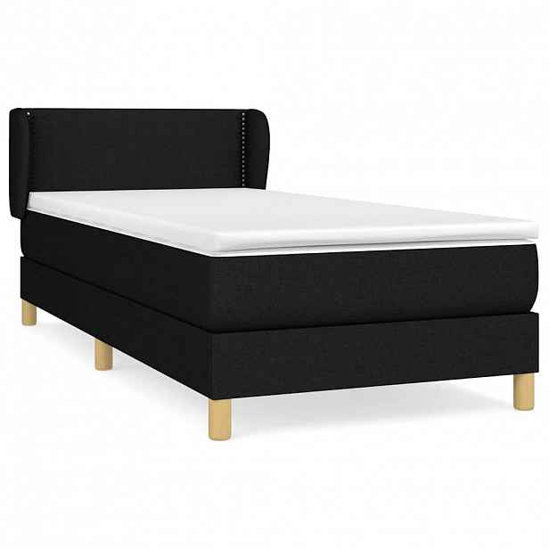 vidaXL Box spring postel s matrací černá 100 x 200 cm textil