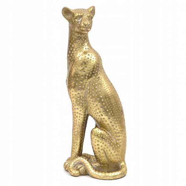 Figurka Lampart Kočka Zlatá 38x15x12cm Pruhovaná 40