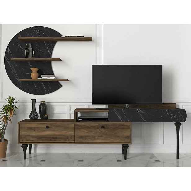 Casarredo TV stolek s policí CAMUS ořech/marble