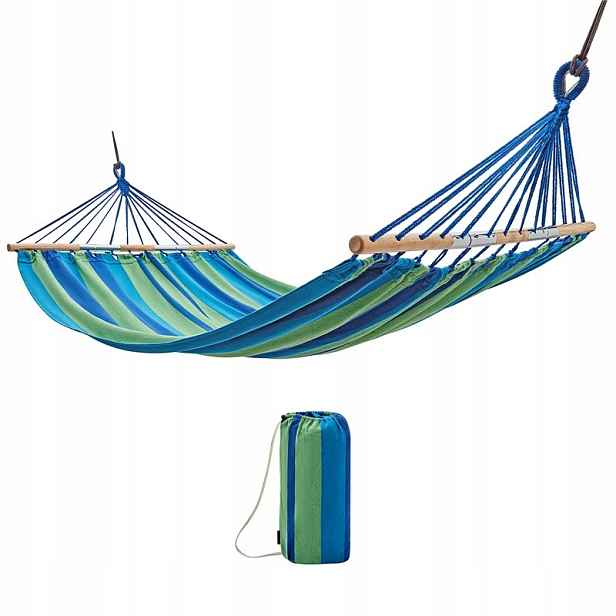 King Camp Houpací síť se skládací výztuhou KG2002 Belle 200 x 140 cm modrá