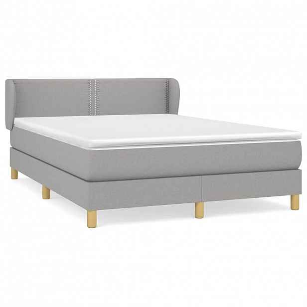 vidaXL Box spring postel s matrací světle šedá 140 x 190 cm textil