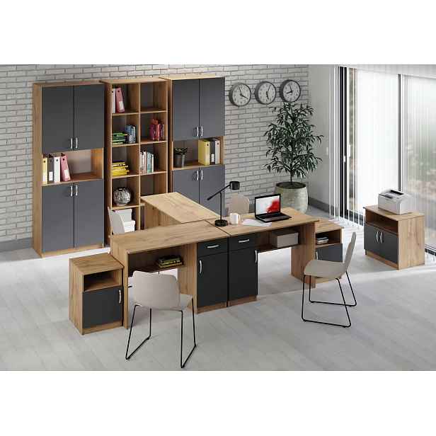 Casarredo Kancelářská sestava OFFICE KIT SET 1 - dub apalačský/šedá