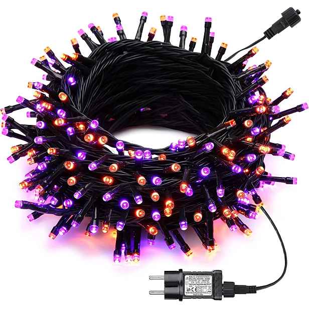 Halloween Led Lampičky 25 M 200 Diod Fialové Oranžové Časovač