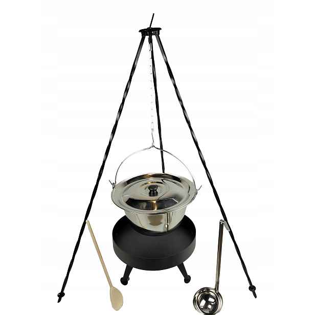 Nerezový kotlík 13 naběračka Palenisko 40 cm trojnožka 120 cm