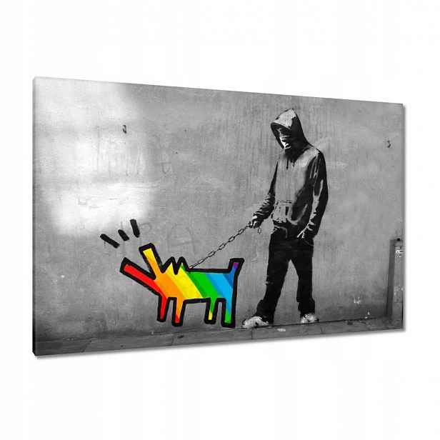 Obrazy 120x80 Banksy Duhový pejsek