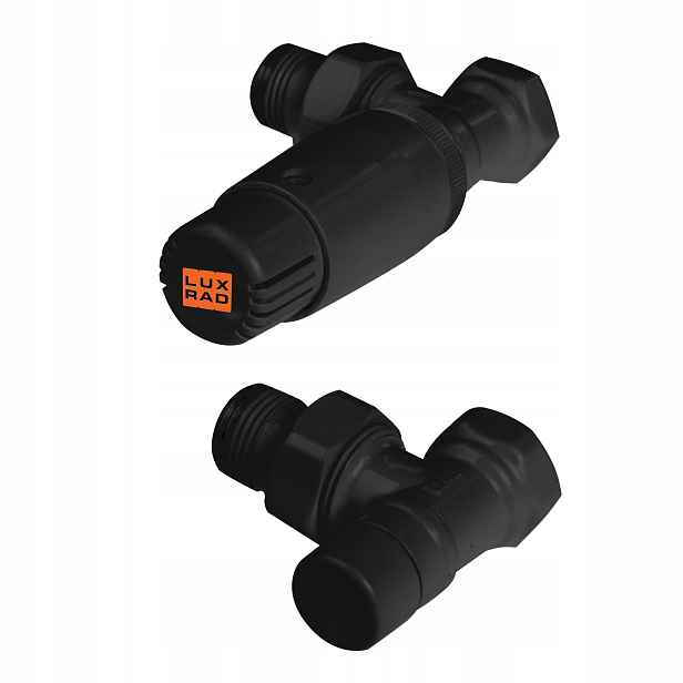 Sada úhlových ventilů 1/2" Luxrad černá matná Ral 9005 termostatická