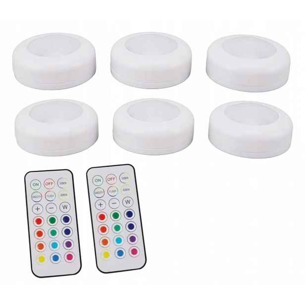 Bezpřevodové Rgb Led lampy s dálkovým ovládáním Osvětlení skříněk Noční lampy 6 Ks