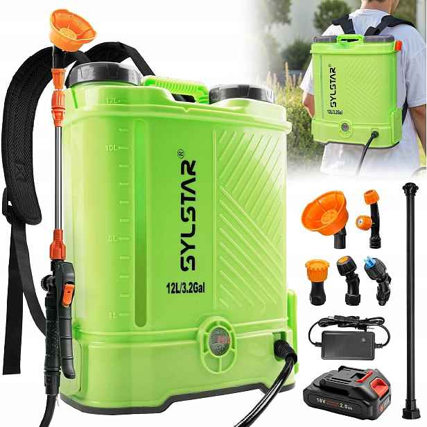 Elektrický akumulátorový tlakový postřikovač 12 l 5,5 bar Sylstar