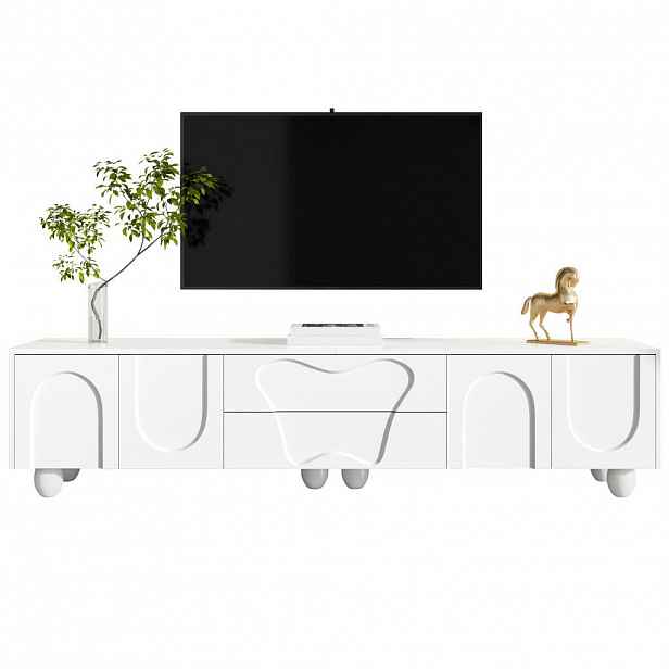 STILVORA TV STOLEK bílý, velký úložný prostor, originální design, do obývacího pokoje, 180×40×42 cm