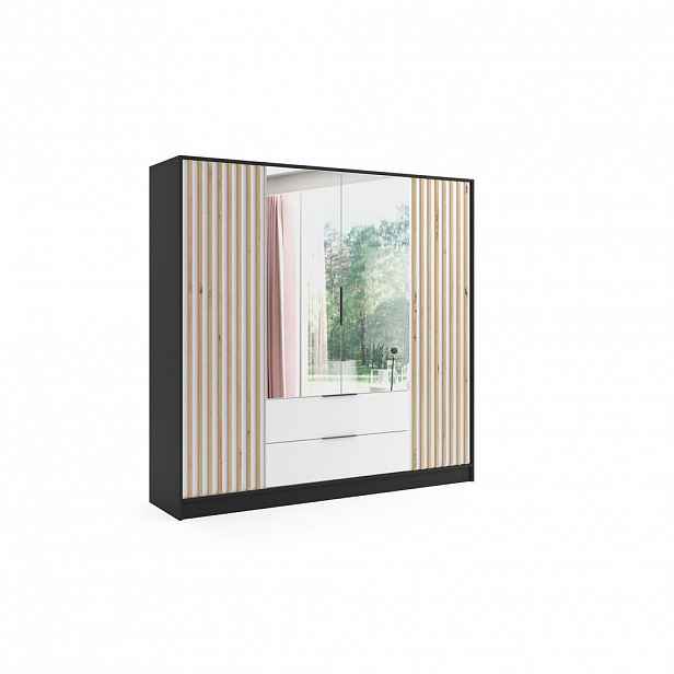 ALTDECOR ŠATNÍ SKŘÍŇ NERA – 200 cm – černá|bílá|dub artisan