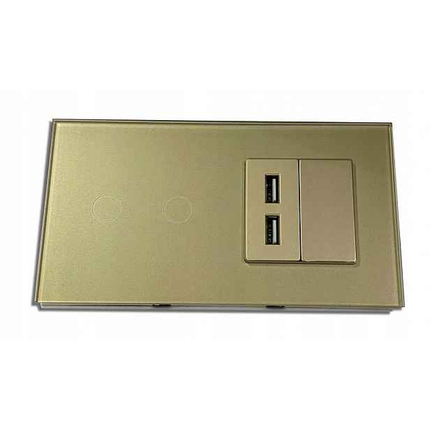Dotykový Dvojitý Spínač 2x Usb 2.4A Zásuvka