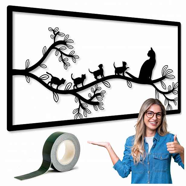 Obrazy Do Obývacího Pokoje Nástěnný Panel Kočka Obraz Ažurový Velká Dekorace 3D XL 85 cm