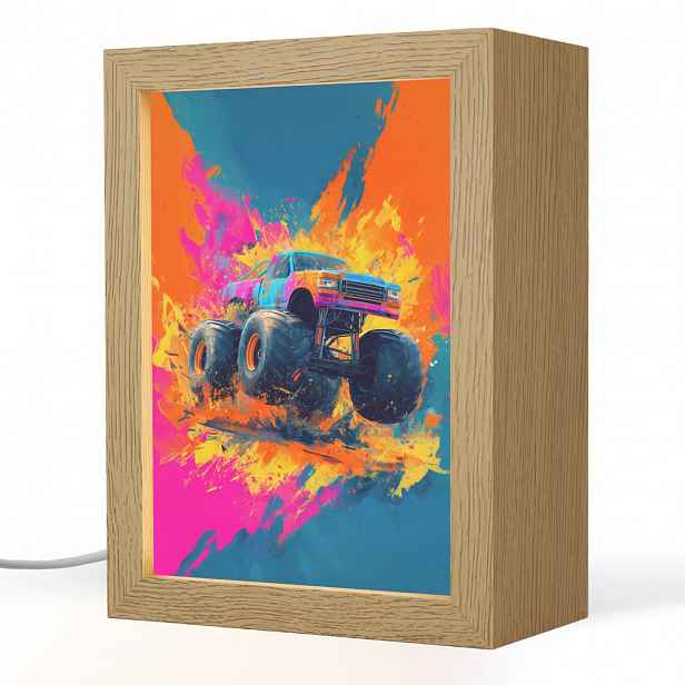OnlyWow NOČNÍ LAMPIČKA Monster truck - Abstraktní - Stříkající barva - Barevné 15x20 cm