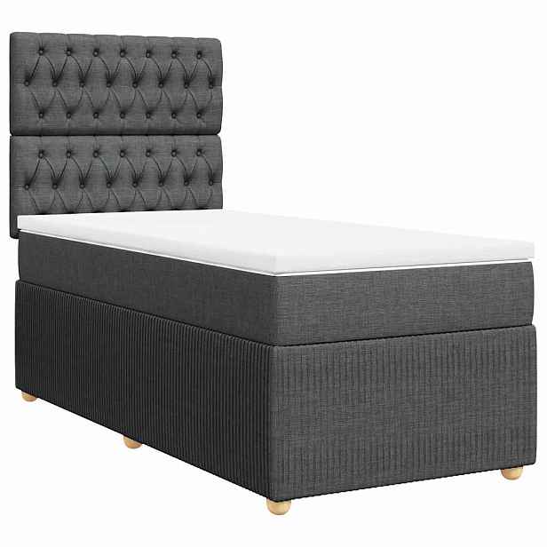 vidaXL Box spring postel s matrací tmavě šedá 90x200 cm textil