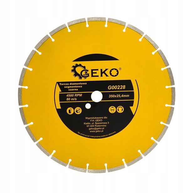 Diamantový kotouč segmentový Geko G00228 350x25,4x8 mm černý