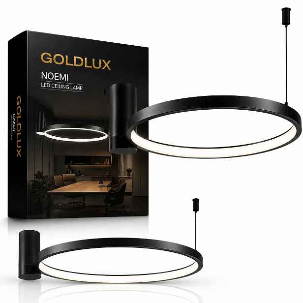 stropní svítidlo Led Závěsná 20W 2600lm 4000K Neutrální černá Noemi Lustr