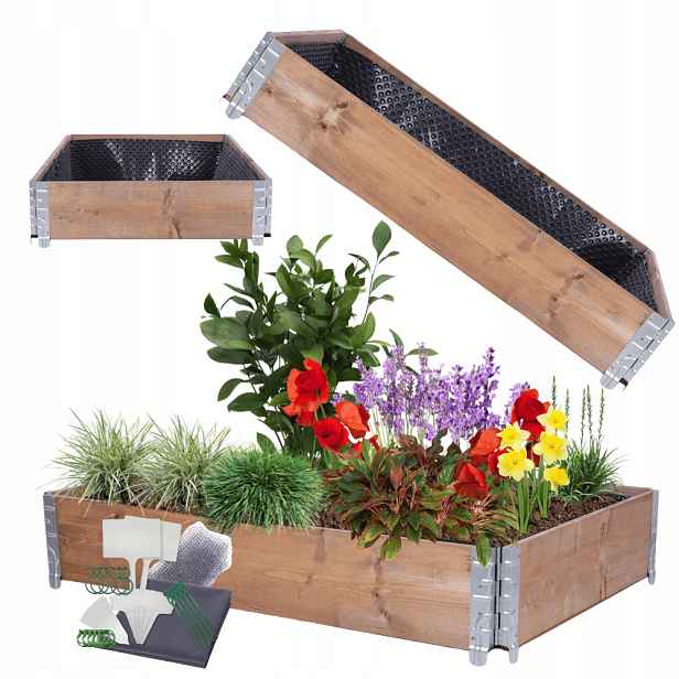 Zeleninová truhla kaskádová nastavitelná 20x120x80 impregnace Fólie Kbelíky